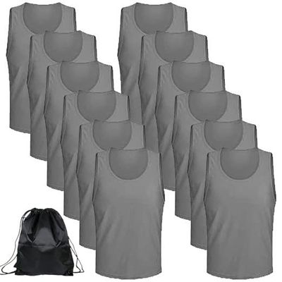 12 pcs Soccer Scrimmage Practice Vests Reversible Team Pennies with Belt Adult Kids Mesh Scrimmage Lightweight Jersey
