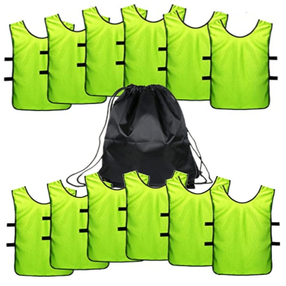 12 pcs Soccer Scrimmage Practice Vests Reversible Team Pennies with Belt Adult Kids Mesh Scrimmage ventilate Jersey
