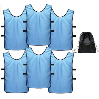 6 pcs Soccer Scrimmage Practice Vests Reversible Team Pennies with Belt Adult Kids Mesh Scrimmage ventilate Jersey