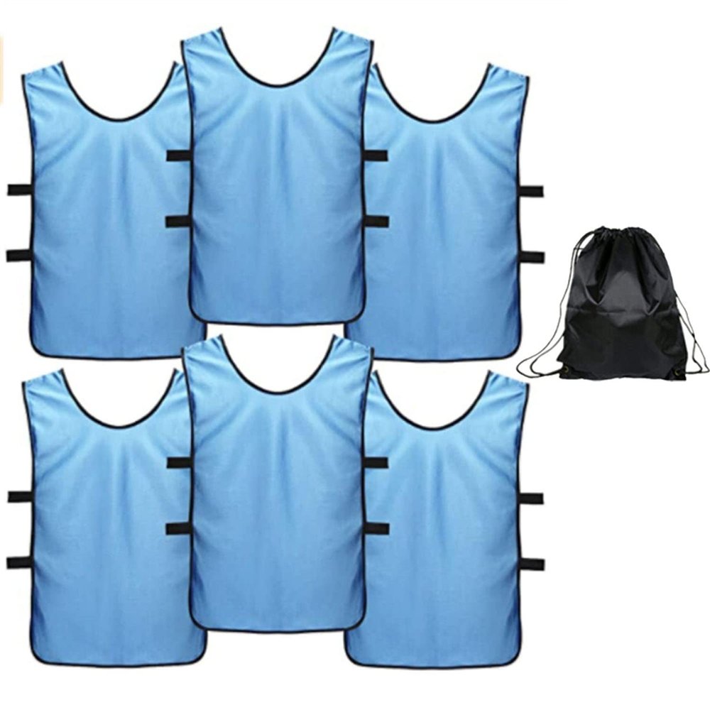 6 pcs Soccer Scrimmage Practice Vests Reversible Team Pennies with Belt Adult Kids Mesh Scrimmage ventilate Jersey