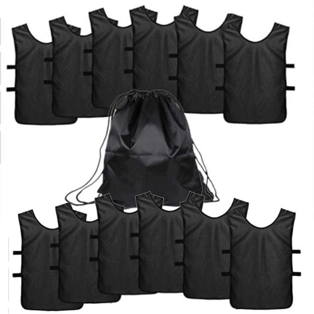 12 pcs Soccer Scrimmage Practice Vests Reversible Team Pennies with Belt Adult Kids Mesh Scrimmage ventilate Jersey