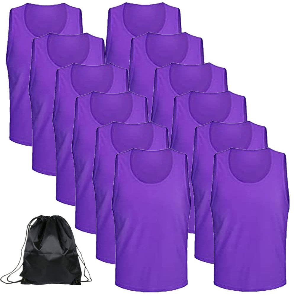 12 pcs Soccer Scrimmage Practice Vests Reversible Team Pennies with Belt Adult Kids Mesh Scrimmage Lightweight Jersey