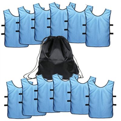 12 pcs Soccer Scrimmage Practice Vests Reversible Team Pennies with Belt Adult Kids Mesh Scrimmage ventilate Jersey