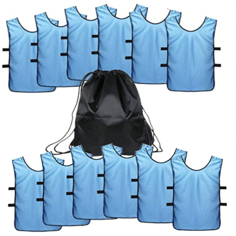 12 pcs Soccer Scrimmage Practice Vests Reversible Team Pennies with Belt Adult Kids Mesh Scrimmage ventilate Jersey
