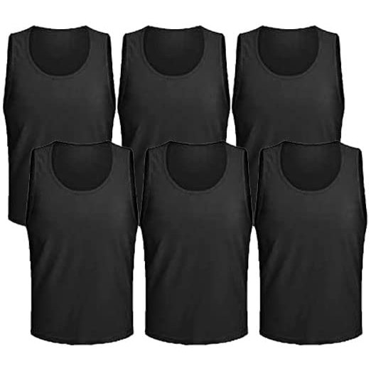 6 pcs Soccer Scrimmage Practice Vests Reversible Team Pennies with Belt Adult Kids Mesh Scrimmage Lightweight Jersey