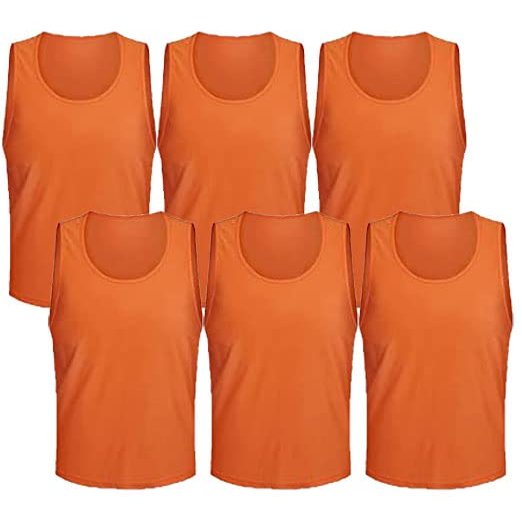 6 pcs Soccer Scrimmage Practice Vests Reversible Team Pennies with Belt Adult Kids Mesh Scrimmage Lightweight Jersey