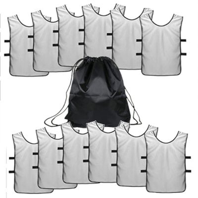12 pcs Soccer Scrimmage Practice Vests Reversible Team Pennies with Belt Adult Kids Mesh Scrimmage ventilate Jersey