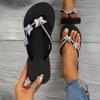 Hbeylia Platform Flip Flop for Women Rhinestones Glitter Butterfly Wedge Arch Support Sandals Comfortable Soft Cushion Nonslip Wedge Flip Flops Slides Summer Beach Thong Sandals for Wedding Bride view 3
