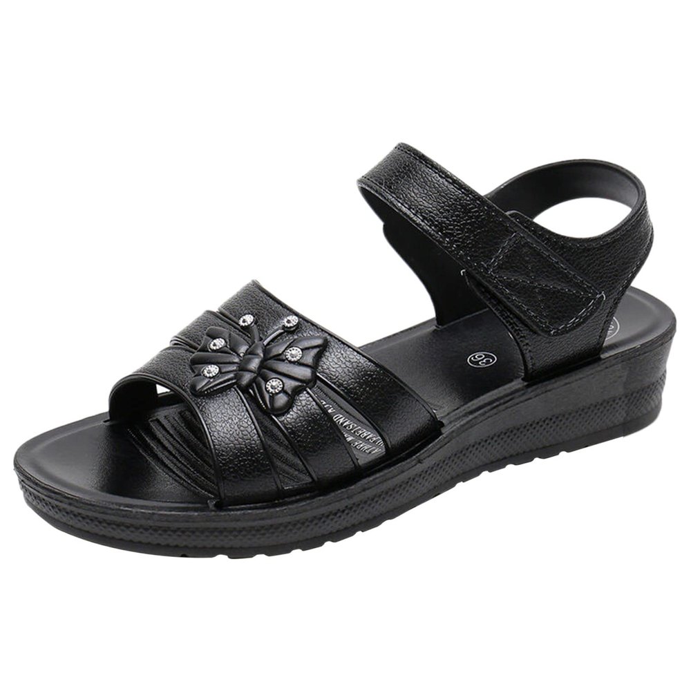 Bohemian Style and Comfortable Ladies Shoes Fashion Go Hiking Non Slip Outdoor Shoes Sandals Correction for (Black, 6.5)