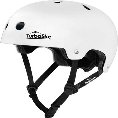 TurboSke Skateboard Helmet, Multi-Sport Helmet, Bike Helmet for Youth, Men, Women (WWhite, S/M (20.5"-22.8"))