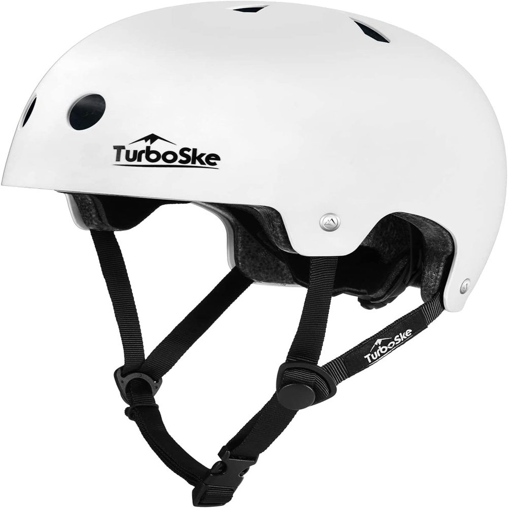 TurboSke Skateboard Helmet, Multi-Sport Helmet, Bike Helmet for Youth, Men, Women (WWhite, S/M (20.5"-22.8"))