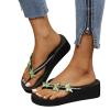 Hbeylia Rhinestones Butterfly Flip Flop for Women Platform &Wedge Arch Support Sandals Lightweight Slip On Comfortable Soft Cushion Nonslip Wedge Slides Summer Beach Thong Walking Sandals view 1