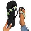 Hbeylia Rhinestones Butterfly Flip Flop for Women Platform &Wedge Arch Support Sandals Lightweight Slip On Comfortable Soft Cushion Nonslip Wedge Slides Summer Beach Thong Walking Sandals view 2