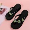 Hbeylia Rhinestones Butterfly Flip Flop for Women Platform &Wedge Arch Support Sandals Lightweight Slip On Comfortable Soft Cushion Nonslip Wedge Slides Summer Beach Thong Walking Sandals view 3