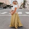 ebossy Women's High Waist Flowy Pleated Chiffon Maxi Skirt (X-Large, Khaki) view 3