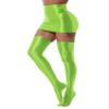 Linjinx Women's Oil Shiny Glossy Ruffled A-line Mini Skirt Elastic Overknee Stockings Set Teddy Solid Large view 1