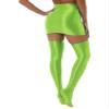 Linjinx Women's Oil Shiny Glossy Ruffled A-line Mini Skirt Elastic Overknee Stockings Set Teddy Solid Large view 2