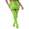 Linjinx Women's Oil Shiny Glossy Ruffled A-line Mini Skirt Elastic Overknee Stockings Set Teddy Solid Large view 4