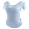 Phoeswan Ballet Leotards for Women, Dance Leotard Mesh with Ruffled Sleeves, V Backless Adult Leotard Bodysuit with Adjustable Straps, Light Grey Size X-Large view 2
