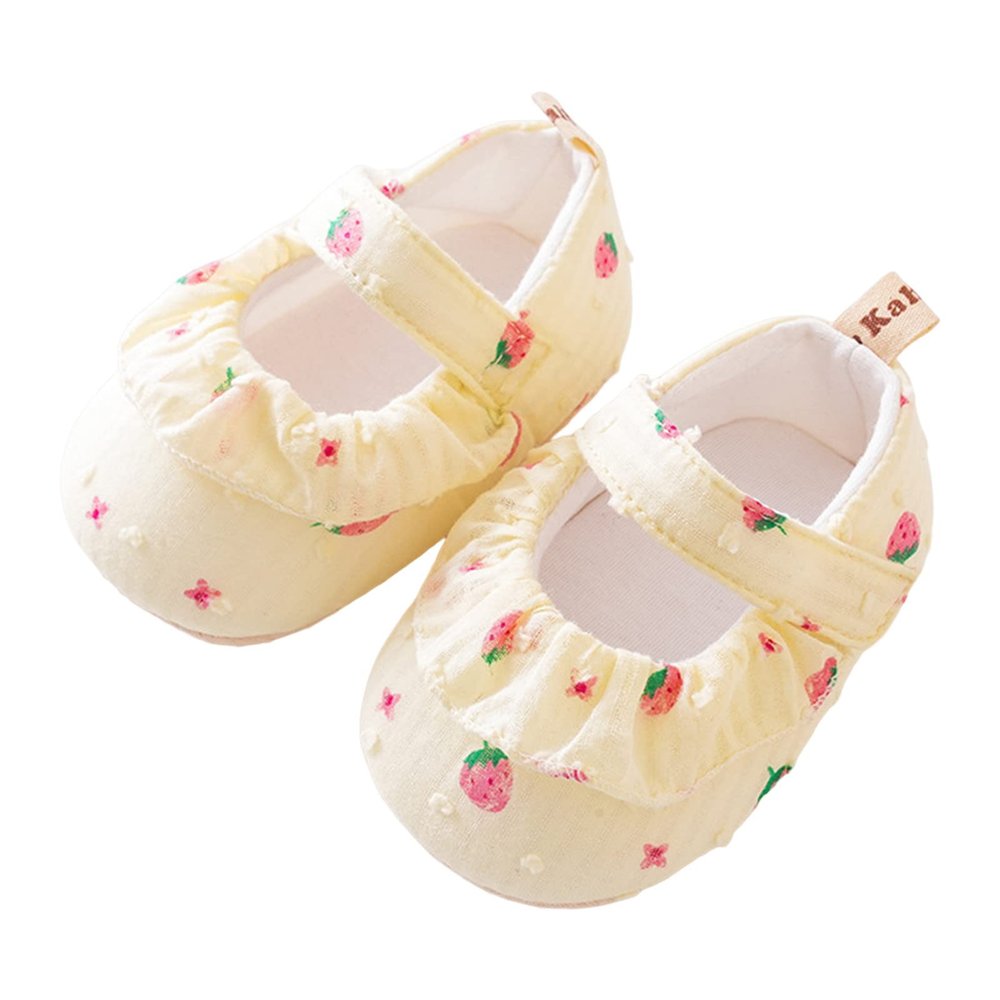 Infant Toddler Shoes Strawberry Prints Soft Soled Non Slip Socks Baby Floor Shoes Socks Spring And (Yellow, 6-12 Months)