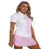 Agoky Sexy Schoolgirl Lingerie Set Japanese Anime Roleplay Outfits Uniform Sets Shirt with Plaid Skirt Pink XX-Large view 2