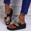 Hbeylia Rhinestones Butterfly Flip Flop for Women Platform &Wedge Arch Support Sandals Lightweight Slip On Comfortable Soft Cushion Nonslip Wedge Slides Summer Beach Thong Walking Sandals view 2
