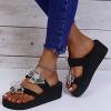 Hbeylia Rhinestones Butterfly Flip Flop for Women Platform &Wedge Arch Support Sandals Lightweight Slip On Comfortable Soft Cushion Nonslip Wedge Slides Summer Beach Thong Walking Sandals view 3