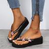 Hbeylia Rhinestones Butterfly Flip Flop for Women Platform &Wedge Arch Support Sandals Lightweight Slip On Comfortable Soft Cushion Nonslip Wedge Slides Summer Beach Thong Walking Sandals view 2