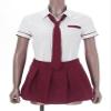 Agoky Sexy Schoolgirl Lingerie Set Japanese Anime Roleplay Outfits Uniform Sets Shirt with Plaid Skirt Burgundy XX-Large view 4