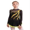 iiniim Girls Kids Shiny Long Sleeve Figure Ice Skating Dress Ballerina Leotards Lyrical Ballet Dance Dress Yellow 10 Years view 1