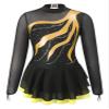 iiniim Girls Kids Shiny Long Sleeve Figure Ice Skating Dress Ballerina Leotards Lyrical Ballet Dance Dress Yellow 10 Years view 3