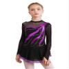 iiniim Girls Kids Shiny Long Sleeve Figure Ice Skating Dress Ballerina Leotards Lyrical Ballet Dance Dress Purple 6 Years view 1