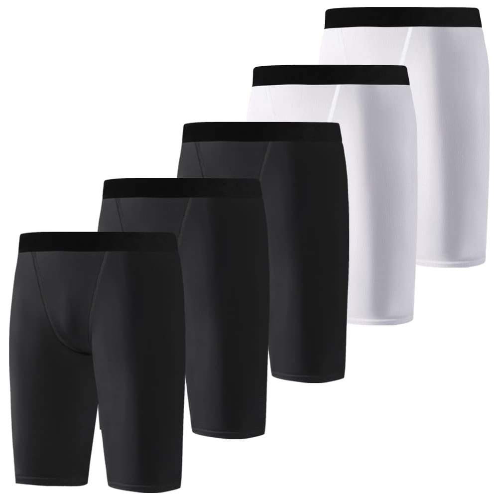 Valcatch 5 Pack Compression Shorts for Boys,Youth Athletic Undershort,Sport Base Layer for Basketball Running Baseball