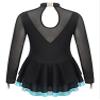 iiniim Girls Kids Shiny Long Sleeve Figure Ice Skating Dress Ballerina Leotards Lyrical Ballet Dance Dress Lake Green 16 Years view 4