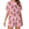 Artsadd Custom Short Pajamas Set With Photo, Women Personalized Lounge Set, Funny Face Printed Sleepwear, Soft Tracksuit Gift(Flamingo,4XL) view 1