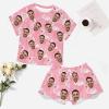 Artsadd Custom Short Pajamas Set With Photo, Women Personalized Lounge Set, Funny Face Printed Sleepwear, Soft Tracksuit Gift(Flamingo,4XL) view 2