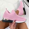 EMRELOD Womens Sneakers Platform Fashion Slip On Walking Shoes Breathable Running Shoes Lightweight Casual Breathable Mesh Low Top Gym Shoes Flat Non Slip Workout Shoes Play Sneakers (03-Pink, 8) view 3