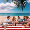 Beach Blanket Waterproof Sandproof Beach Mat,Red Blue White Stars and Stripes Picnic Blankets with Sand Pockets and Stakes,USA Flag Independence Day Outdoor Pad for Seaside,Travel,Camping 118x108In view 3