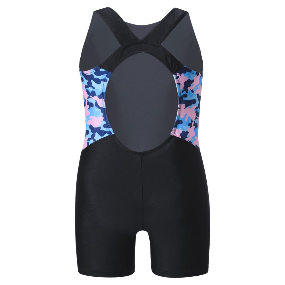 Yruioon Girls Athletic One Piece Swimsuit Splice Racerback Bathing Suit Swimming Surfing Costume Blue 16 Years