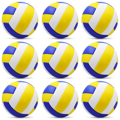 Ukontagood 9 Pack Official Size 5 Volleyballs, Indoor Outdoor Volleyball Waterproof Soft Pool Beach Volleyball Ball of Composite Leather Inflatable with Pump for Adults Teen (Blue/White/Yellow)