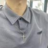 Besteel 925 Sterling Silver Cross Necklace Beveled Edge for Men Women 5mm Stainless Steel Non Tarnish Durable Cuban Link Curb Chain Crucifix Baptism Pendant Necklace Jewelry for Grandson 22IN view 4