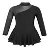 Yruioon Girls Rhinestones Figure Ice Skating Dress Long Sleeve Cutout Back Dance Gymnastics Skirted Leotard Black 12 Years view 1
