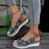 Platform Wedge Sandals for Women Open Toe Ankle Strap Orthopedic Sandals Casual Strappy Low Wedges Sandals Summer Dress 2023 Beach Sandals Dress Shoes Comfortable Outdoor Shoes (Blue-d, 7) view 1