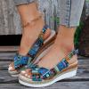 Platform Wedge Sandals for Women Open Toe Ankle Strap Orthopedic Sandals Casual Strappy Low Wedges Sandals Summer Dress 2023 Beach Sandals Dress Shoes Comfortable Outdoor Shoes (Blue-d, 7) view 3