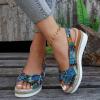 Platform Wedge Sandals for Women Open Toe Ankle Strap Orthopedic Sandals Casual Strappy Low Wedges Sandals Summer Dress 2023 Beach Sandals Dress Shoes Comfortable Outdoor Shoes (Blue-d, 7) view 4