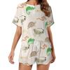 Lizard Turtle Leopard Gecko Reptile Womens Pajama Sets Short Sleeve Shirt and Shorts 2 Pieces Loungewear Sleepwear PJ M view 1