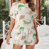 Lizard Turtle Leopard Gecko Reptile Womens Pajama Sets Short Sleeve Shirt and Shorts 2 Pieces Loungewear Sleepwear PJ M view 2