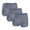JEsilunmaMY Mens Elephant Nose Ice Silk Underwear Low Waist Long Pouch Boxer Briefs Solid Color Moisture-Wicking Underpants (Grey-3PC,Large) view 1