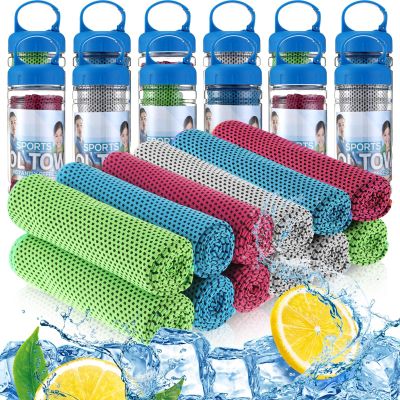 Hosuly 12 Pack 32 x 12 in Cooling Towels Bulk for Neck and Face Microfiber Ice Towel Sweat Towels Breathable Soft Chilly Towel Portable Cool Neck Rags for Yoga Sport Gym Workout Fitness (Colorful)