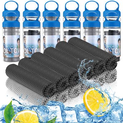 12 Pack 32 x 12 In Cooling Towels Bulk for Neck and Face Microfiber Ice Towel Sweat Towels Breathable Soft Chilly Towel Portable Cool Neck Rags for Yoga Sport Gym Workout Fitness (Gray, Dark Gray)